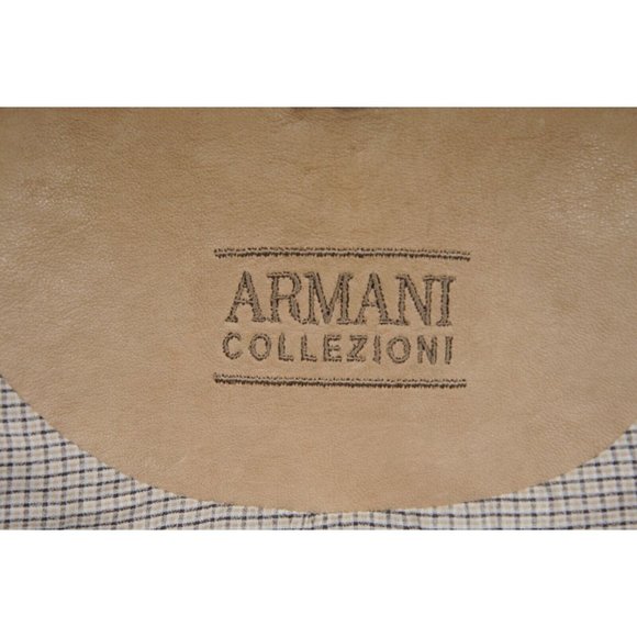 Armani Collezioni Mens Motorcycle Leather Jacket XL 42  Light Brown Tan Zip Up - Picture 9 of 14